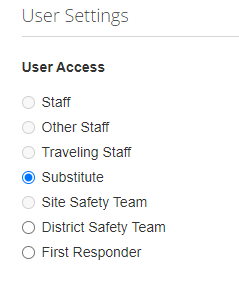 User Settings-Substitute